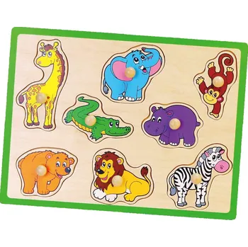 Dřevěná hračka Dětské dřevěné puzzle s úchyty Viga ZOO 8 dílků