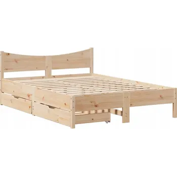 Postel Rám postele se zásuvkami 140 x 190 cm masivní borovice
