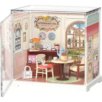 Stavebnice RoboTime 3D dřevěná skládačka Miniatura domečku mini Medová čajovna