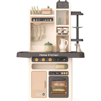 Dětská kuchyňka Gordon G318 Dětská kuchyňka XXL se zvuky a tekoucí vodou, 65 dílů, béžová