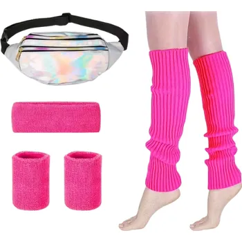 Karnevalový doplněk dovoz Sada Retro 80. léta růžová s ledvinkou