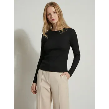 Dámské tričko Sinsay - Bavlněné tričko s dlouhými rukávy - černá - 539HA-99X - 539HA-99X-XXS