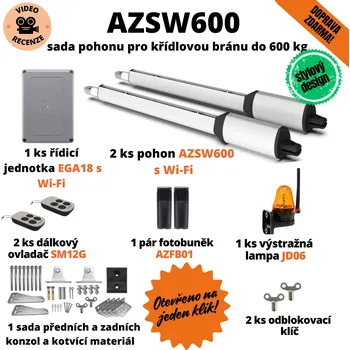 Pohon brány AZSW600 Wi-Fi - sada pohonu pro křídlovou bránu do 600 kg s integrovaným Wi-Fi modulem