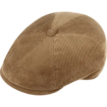 Čepice Fiebig - Headwear since 1903 Pánská béžová manšestrová 6-dílná bekovka s prošívanou nepromokavou podšívkou Velikost: 61 cm (XL)