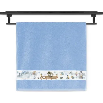 Ručník Vánoční ručník 50x100 NORA TISK 450g Zimní nálada světle modrá