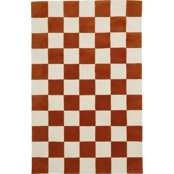 Koberec FEST Amsterdam Béžovo-oranžový vlněný koberec Checks 161 x 253 cm