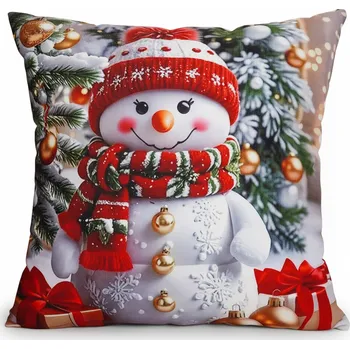 Vánoční polštář HAPPY SNOWMAN II. 40x40 cm Mybesthome Varianta: Povlak na polštář, 45x45 cm