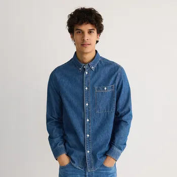 Pánská košile Reserved - Džínová košile regular fit - modrá - 8247H-55J - 8247H-55J-M