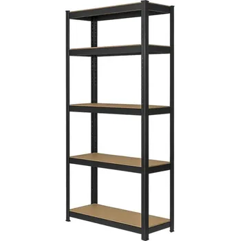 Dílenský regál Regál 2000x1200x500 mm lakovaný 5-policový, nosnost 875 kg - černý