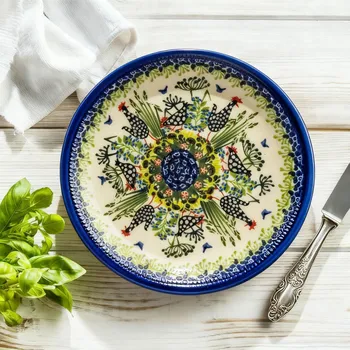 Talíř Dezertní talíř Ceramika Bolesławiecka Kalich 19 cm - dek. D - Perliczka