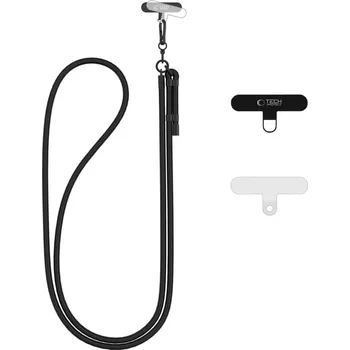 Šňůrka Tech-Protect C1S Rope Crossbody Strap – černá - rozbaleno (Šňůrka na krk a crossbody popruh Tech-Protect C1S Rope s adaptéry – černá, nastavitelná délka 75 cm)