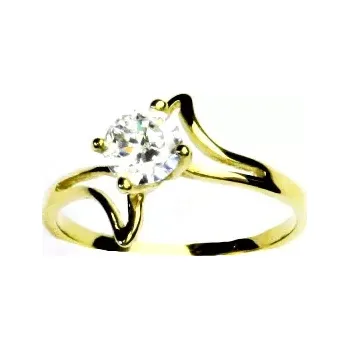Prsten Zlatý prsten, čirý zirkon , žluté i bílé zlato - T 1165 (Zlatý prsten se zirkonem)