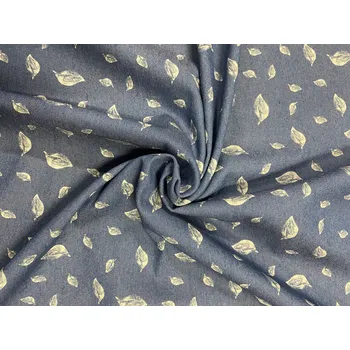 Riflovina košilová světlá modrá a bílé lístečky