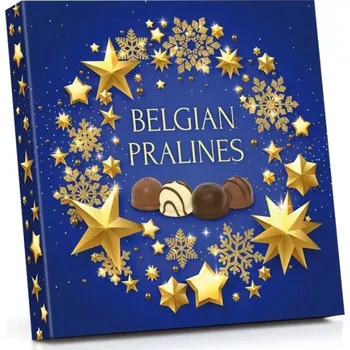 Bonboniéra Belgické pralinky 200 g - ZLATÉ HVĚZDY / MODRÁ (originální belgické pralinky curletty)