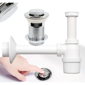Sifon SADA SIFON + KLIK KLAK POLOSIFON FI 50 ZÁTKA 5/4 PRO UMYVADLO S PŘEPADEM