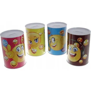 Pokladnička Kovová pokladnička smajlíci MODRÁ ZA328