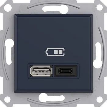 Elektrická zásuvka ASFORA Dvojitá USB A+C rychlonabíječka 3A 45W, antracit SCHNEIDER EPH2700471