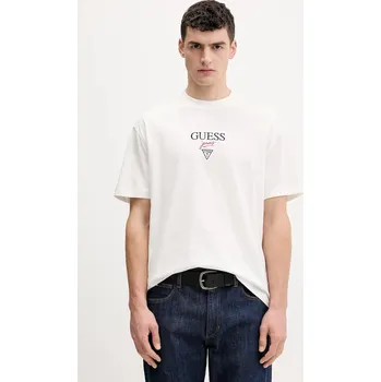 Pánské oblečení Bavlněné tričko Guess Jeans M6RI45.K8HM0 béžová 01X, vel. XL