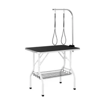 Kosmetika pro psa Stůl na stříhání psů 591610, se síťovaným košem, černý/bílý, 91 x 61 x 159 cm - B YAHEETECH