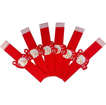 Vánoční dekorace Goba Kroužek na ubrousky filcový sněhulák 5,8x18cm 6ks