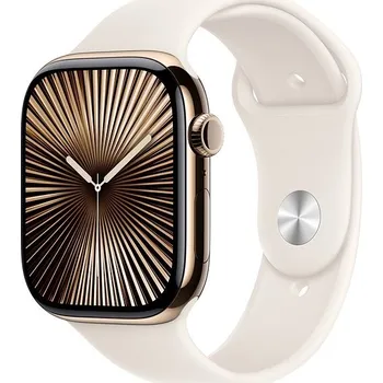 Apple Watch Series 10 46mm Cellular Gold Titanium Case with Starlight Sport Band - M/L