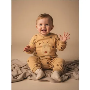 Sinsay - Zateplené velurové dupačky s vánočním motivem - krémová - 223CK-01X - 223CK-01X-56