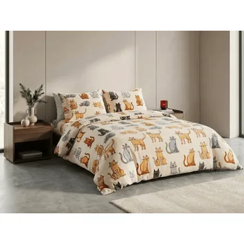 Povlečení Mikroplyšové povlečení COLORED CATS krémové Rozměr povlečení: 70 x 90 cm | 140 x 220 cm