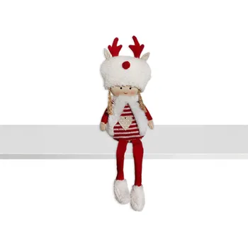 Vánoční dekorace KLIA Holka nohatá textil v.40cm bílá