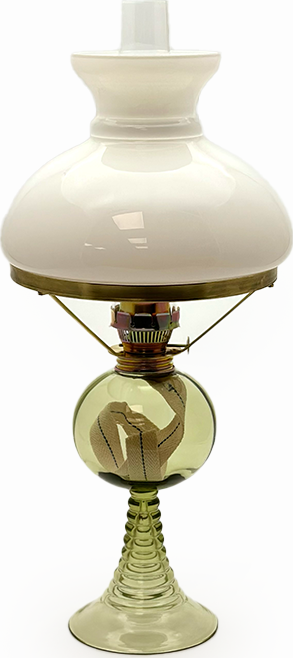 Petrolejová lampa skleněná - lesní zelená - komplet | 84738