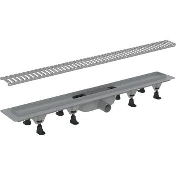 Odvodňovací žlab CERANO - Sprchový odtokový žlab, sifon gravitační klapka - plast - DN50 - nerez - 92 cm