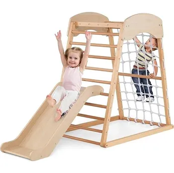 Hra na zahradu Costway Montessori interiérové hřiště se skluzavkou