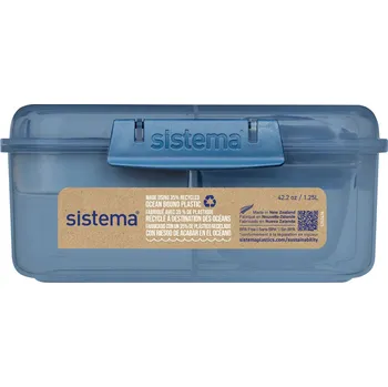Svačinový box Sistema Svačinový box Ocean Bound s 5 oddíly a kelímkem 1,25l Barva: modrá