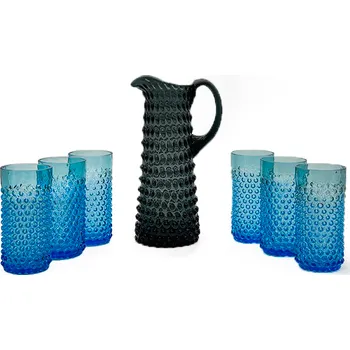 Nápojový set 1+6 - Hobnail - Ananas - kouř - akvamarín | 89816