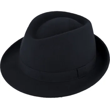 Klobouk Fiebig - Headwear since 1903 Klasický trilby klobouk vlněný s malou krempou - tmavě modrý s modrou stuhou Velikost: 59 cm (L)