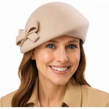 Čepice Fiebig - Headwear since 1903 Dámská béžová plstěná lodička Fiebig Velikost: Unisize (S-XL)