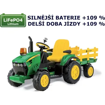 Dětské elektrovozidlo Peg Perego JD G. Force Lithium LE+ 330W 230Wh (traktor s vlekem, LIMITOVANÁ EDICE+ s oranžovým majákem, klaksonem a silnější baterií 12,8V 12,9Ah 165Wh)