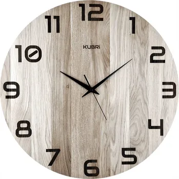 Hodiny KUBRi HRC0128 - Dubové hodiny řízené signálem o průměru 60 cm s tichým chodem