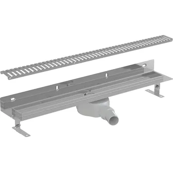 Odvodňovací žlab CERANO - Sprchový odtokový žlab ke stěně, sifon otočný 360° - DN50 - nerez - 72 cm