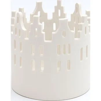 Vánoční svícen Goba Svícen porcelánový domky 8cm bílý