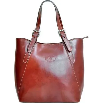 Dámská kožená kabelka Florence 847 shopperbag hnědá s přírodní kůží a stříbrnými kováními