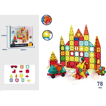 ostatní stavebnice Mamido Magnetická stavebnice s autíčkem 78 dílů MT1504