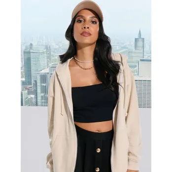 Pánská mikina Sinsay - Mikina na zip - béžová - 6433J-02X - 6433J-02X-XXS-1