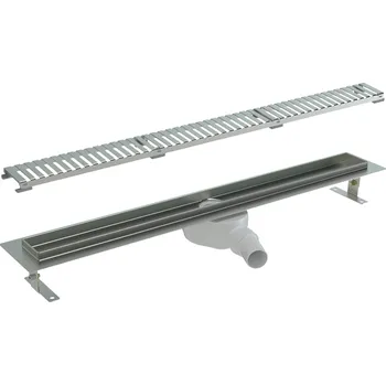 Odvodňovací žlab CERANO - Sprchový odtokový žlab, sifon otočný 360° - DN50 - nerez - 82 cm