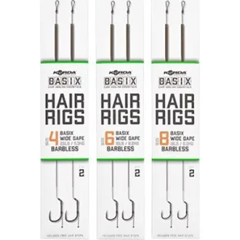 Rybářský háček Korda Basix Návazce Hair rig wide gape barbless Velikost háčku: 8