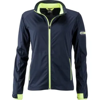 Dámská softshellová bunda James & Nicholson (Daiber) Dámská sportovní softshellová bunda JN1125 - Tmavě modrá / jasně žlutá | S