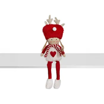 Vánoční dekorace KLIA Holka nohatá textil v.40cm červená