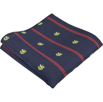 Látkový kapesník Tmavě modrý pánský kapesníček s motivem lodí a červenými pruhy