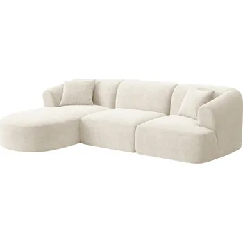 Pohovka Cosmopolitan Design Krémově bílá manšestrová rohová pohovka Campi 256 cm, levá