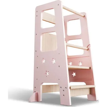Rostoucí dětská učící věž, růžová, výškově přizpůsobitelná