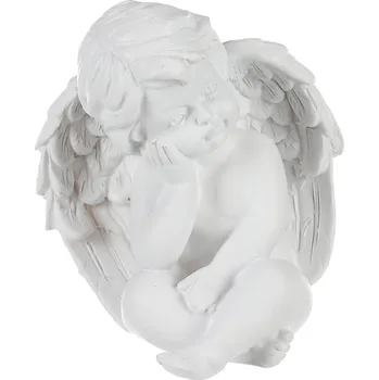 Autronic Anděl sedící - figurka z polyresinu, barva bílá